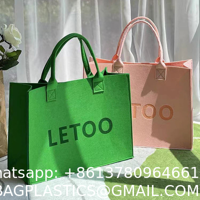 Cosmetic Bag Multi-Pocket Handbag Cartoon Felt Bag With Logo Fashionable Splicing Colors Accept Custom Logo Gift Tote Bag Felt Clothes Shopping Korean Fashion Bags