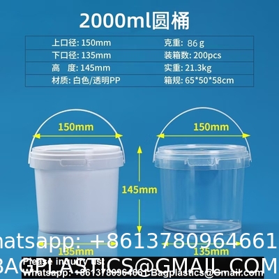 Biodegradable PLA compostable Eco friendly Clear Food-Grade Plastic Bucket Round Shape With Lid Recyclable For Water Packaging Storage Drums