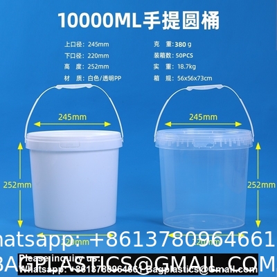 Biodegradable PLA compostable Eco friendly Clear Food-Grade Plastic Bucket Round Shape With Lid Recyclable For Water Packaging Storage Drums