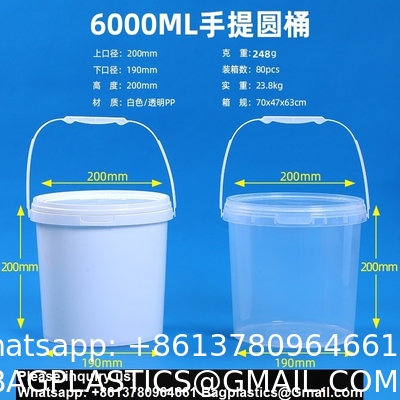 Biodegradable PLA compostable Eco friendly Clear Food-Grade Plastic Bucket Round Shape With Lid Recyclable For Water Packaging Storage Drums
