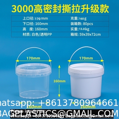 Biodegradable PLA compostable Eco friendly Clear Food-Grade Plastic Bucket Round Shape With Lid Recyclable For Water Packaging Storage Drums
