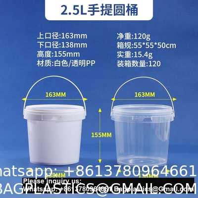 Biodegradable PLA compostable Eco friendly Clear Food-Grade Plastic Bucket Round Shape With Lid Recyclable For Water Packaging Storage Drums