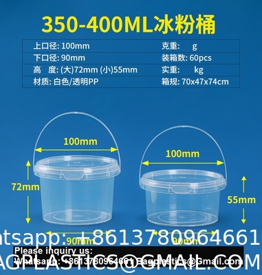 Biodegradable PLA compostable Eco friendly Clear Food-Grade Plastic Bucket Round Shape With Lid Recyclable For Water Packaging Storage Drums