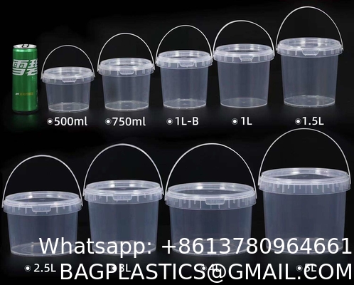 Biodegradable PLA compostable Eco friendly Clear Food-Grade Plastic Bucket Round Shape With Lid Recyclable For Water Packaging Storage Drums