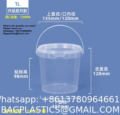 500ML/750ML/1000ML Plastic Cups Lids Wholesale Disposable Clear Plastic Drink Buckets Fruits Container Tubs For Drinks Foods