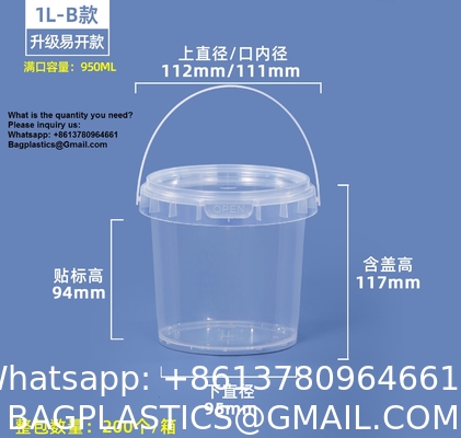 500ML/750ML/1000ML Plastic Cups Lids Wholesale Disposable Clear Plastic Drink Buckets Fruits Container Tubs For Drinks Foods