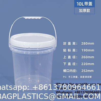 2000ml Clear 2L Large Fruit Cups Bucket Food Storage Containers Box 64oz PP Plastic Boba Milk Tea Beer Drink Pail With Handle
