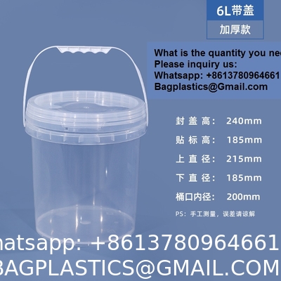 2000ml Clear 2L Large Fruit Cups Bucket Food Storage Containers Box 64oz PP Plastic Boba Milk Tea Beer Drink Pail With Handle