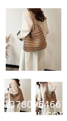 Bolsas Personalizadas Logo Bolsos De Paja Tejida Custom Raffia Clutch Woven Crochet Shoulder Women Handbags Beach Straw Bag Mesh Beach Bag Crochet Tote Bag Straw Crochet Purses for Women Raffia Tote