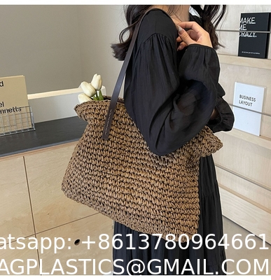 High Quality Wholesale Women'S Summer Crochet Raffia Straw Bag Handmade Designer Open Shoulder Bag Crochet Beach Bag for Women Summer Beach Totes Bag Women Crochet Purses Rattan Earrings