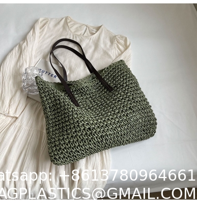 Crochet Raffia Tote Bag Kit Set For Beginners Beach Tote Bag For Women Beach Straw Handmade Bag Woven Rattan Bag For Women Raffia Yarn For Crocheting Raffia Paper Ribbons For Craft