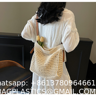 Straw Beach Tote Bag Large Summer Handmade Woven Tote Bag For Women Boho Woven Bags For Summer Vacations Pool Holiday Travel Women Small Straw Bags Summer Beach Tote Bag Handmade Woven Hobo Purse