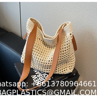 Straw Beach Tote Bag Large Summer Handmade Woven Tote Bag For Women Boho Woven Bags For Summer Vacations Pool Holiday Travel Women Small Straw Bags Summer Beach Tote Bag Handmade Woven Hobo Purse
