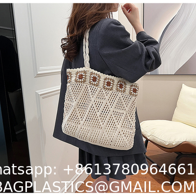 Raffia Straw Bags Tote Summer Beach Purses Wholesale New Ethnic Style Beach Bags Women Paper Straw Crochet Tote Bags Large Capacity Raffia Braided Handbags