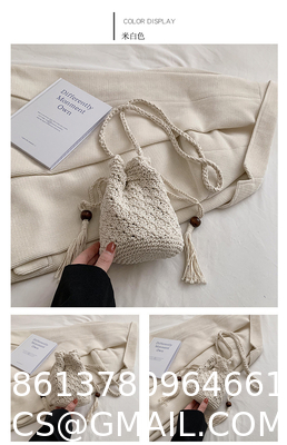 Hot Sale Women Hollow Out Crochet Knit Summer Handbags Straw Woven Portable Raffia Beach Holiday Tote Bag Raffia Paper Rope Crochet Straw Bag for Seaside Vacation Trips Shopping and Shopping