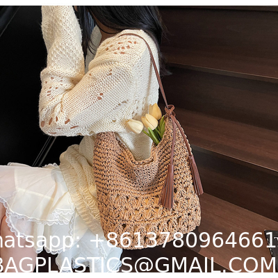 Crochet Tote Bags Summer Beach Bag For Women Vacation Mesh Knit Bag Hippie Bag Woven Knitted Shopping Bag Small Yarn Crochet Storage Bag