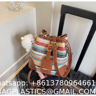 Crochet Raffia Handwoven Large Capacity Tote Bag Women'S Fashionable Handheld Shoulder Straw Bag Versatile Crafted Craft