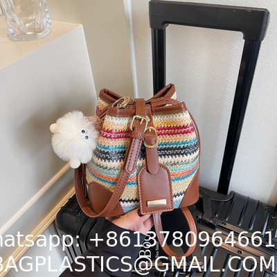 Crochet Raffia Handwoven Large Capacity Tote Bag Women'S Fashionable Handheld Shoulder Straw Bag Versatile Crafted Craft