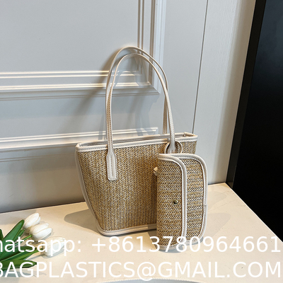 Crochet Raffia Pouch Clutch Stylish Straw Wicker Beach Bag For Summer Weddings Parties Bag Mesh Luxury Women Handmade Handbags Raffia Beach Market Shopping Bag