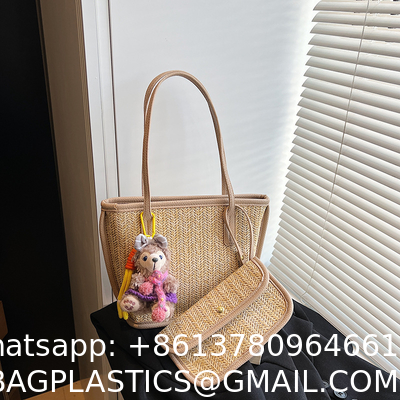 Crochet Raffia Pouch Clutch Stylish Straw Wicker Beach Bag For Summer Weddings Parties Bag Mesh Luxury Women Handmade Handbags Raffia Beach Market Shopping Bag