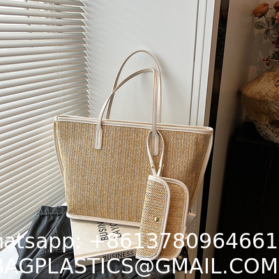 Crochet Raffia Pouch Clutch Stylish Straw Wicker Beach Bag For Summer Weddings Parties Bag Mesh Luxury Women Handmade Handbags Raffia Beach Market Shopping Bag