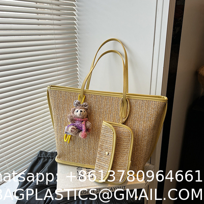 Crochet Raffia Pouch Clutch Stylish Straw Wicker Beach Bag For Summer Weddings Parties Bag Mesh Luxury Women Handmade Handbags Raffia Beach Market Shopping Bag