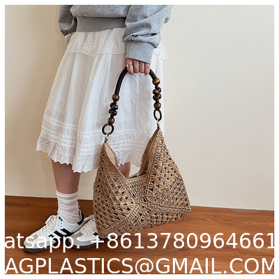 Handbags Raffia Beach Market Shopping Bag Summer Beach Holiday Dress Luxury Lady Casual Underarm Handbag Slouch Crochet Straw Raffia Tote Shopping Travel Bucket Bag