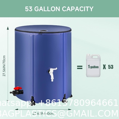 Collapsible Rain Barrel Water Storage Containers-53 Gallon Portable Rainwater Collect System Water Tank To Collect Rainwater From Gutter Downspout Water Catcher With Spigots,Filter＆Overflow Kits