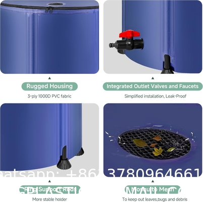 Collapsible Rain Barrel Water Storage Containers-53 Gallon Portable Rainwater Collect System Water Tank To Collect Rainwater From Gutter Downspout Water Catcher With Spigots,Filter＆Overflow Kits