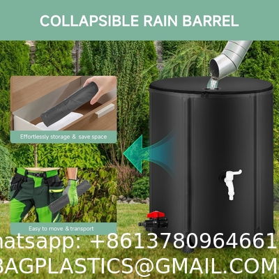 Collapsible Rain Barrel Water Storage Containers-53 Gallon Portable Rainwater Collect System Water Tank To Collect Rainwater From Gutter Downspout Water Catcher With Spigots,Filter＆Overflow Kits