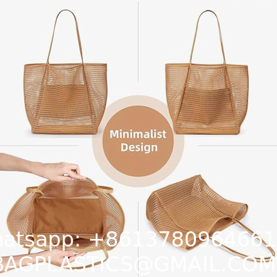 fashion tote bag, beach bag, Hot Sale Large Custom Logo Insulated Tote Foldable Bolso De Playa Eva Mesh Beach Bag Shoulder Handbag Beach Storage Bag