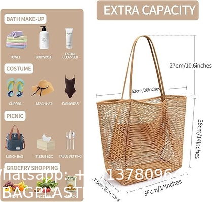 fashion tote bag, beach bag, Hot Sale Large Custom Logo Insulated Tote Foldable Bolso De Playa Eva Mesh Beach Bag Shoulder Handbag Beach Storage Bag