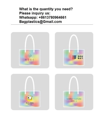 hologram holographic shiny fashion sustainable Waterproof Beach Bags Women Clear Iridescent Tote Bag Cosmetic Pouch For Phone Travel Beach Pool Essentials