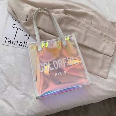 Eco-Friendly Waterproof Convenience Laser Pvc Beach Tote Bag Tote Pvc Bag Customizable Purses Ladies Transparent Jelly Tote Handbags Women PVC Hand Bags