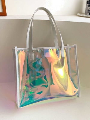 Eco-Friendly Waterproof Convenience Laser Pvc Beach Tote Bag Tote Pvc Bag Customizable Purses Ladies Transparent Jelly Tote Handbags Women PVC Hand Bags