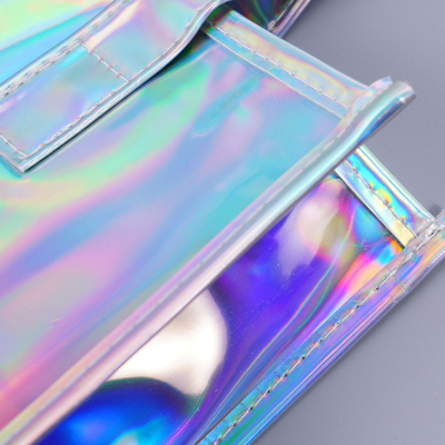 Hot Sale Gift Custom Color Logo Foldable Transparent Waterproof Holographic Shopping Clear TotePvc Tote Waterproof Transparent Shoulder Jelly Custom Pvc Shopping Holographic Bag Clear Laser Handbag
