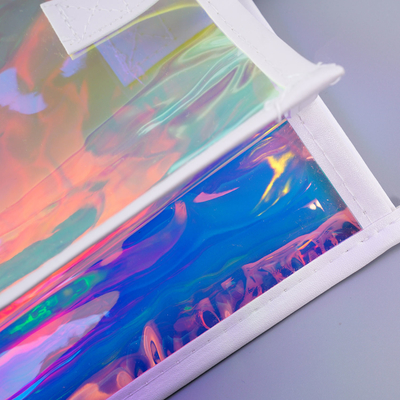 Hot Sale Gift Custom Color Logo Foldable Transparent Waterproof Holographic Shopping Clear TotePvc Tote Waterproof Transparent Shoulder Jelly Custom Pvc Shopping Holographic Bag Clear Laser Handbag