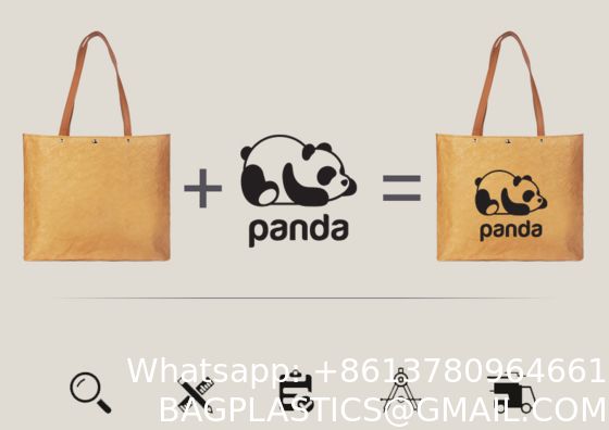 Recycle Untearable Durable Waterproof Eco-Friendly Punched Tote Tyvek Dupont Kraft Paper Shopping Handbag With Polyester Lining