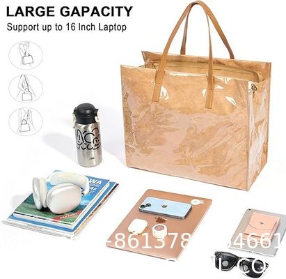 Sustainable Recyclable Tote Bag For Women, TPU Waterproof And Tyvek Paper Material Casual Shoulder Bag Handbag For Work, Travel, Gym