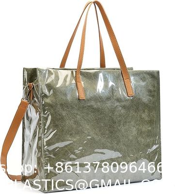Sustainable Recyclable Tote Bag For Women, TPU Waterproof And Tyvek Paper Material Casual Shoulder Bag Handbag For Work, Travel, Gym