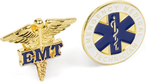 Emergency Medical Technician "EMT" Lapel Pin Set American Flag Uniform Pin For Police and Firefighters Metal Name Badges Engraved Metal Police Fire Military Better Badges