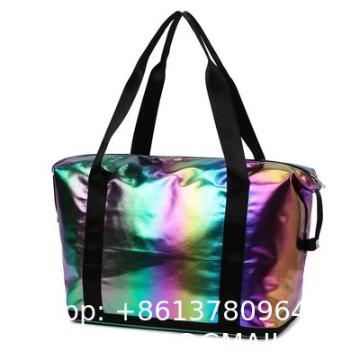 Beach Bag 26L Large Iridescent Waterproof Beach Tote Bag For Women With Zipper & Phone Pouch Sand/Tip-Proof Crossbody