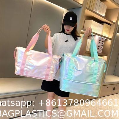 Beach Bag 26L Large Iridescent Waterproof Beach Tote Bag For Women With Zipper & Phone Pouch Sand/Tip-Proof Crossbody
