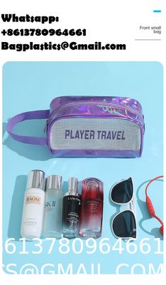 Magic Pouch Cute Clear Iridescent Holographic Makeup Bag Toiletry Cosmetic Bag Gifts For Women Girls Teens Friends Bachelorette Rainbow Waterproof