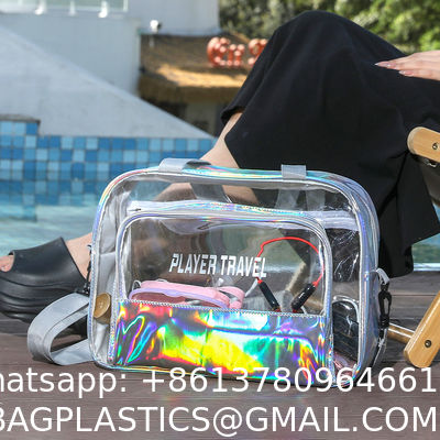 Magic Pouch Cute Clear Iridescent Holographic Makeup Bag Toiletry Cosmetic Bag Gifts For Women Girls Teens Friends Bachelorette Rainbow Waterproof