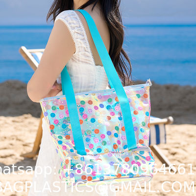 Magic Pouch Cute Clear Iridescent Holographic Makeup Bag Toiletry Cosmetic Bag Gifts For Women Girls Teens Friends Bachelorette Rainbow Waterproof