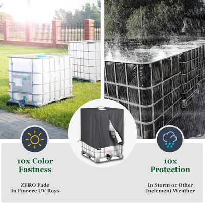 IBC Tote Cover For 1000L Outdoor 275 Gallon Rain Barrel UV Resistant Waterproof Outdoor IBC Covers Outdoor Water Tank Covers Waterproof, 275 Gallon for 420D 1000L Garden Water Tank and Rain Barrel