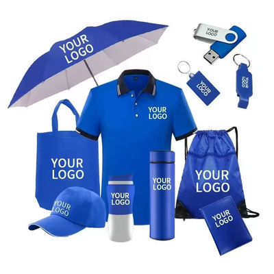 Custom Logo Promotional Gift Set T Shirt Umbrella Water Bottle Bag Hat Bulk Corporate Giveaways Team Events Branding Promotional Gift Box With Cap Mug Backpack Umbrella for Business Gifts Corporate