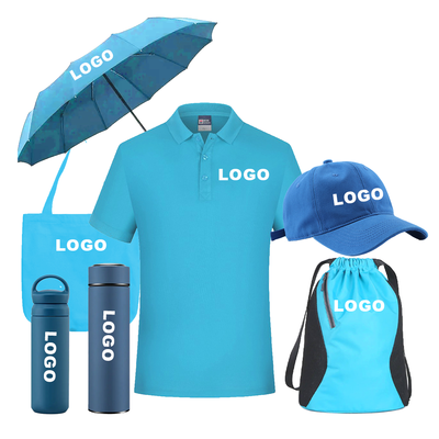 Custom Logo Promotional Gift Set T Shirt Umbrella Water Bottle Bag Hat Bulk Corporate Giveaways Team Events Branding Promotional Gift Box With Cap Mug Backpack Umbrella for Business Gifts Corporate