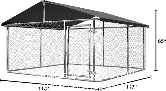 Outdoor Heavy Kennel High Strength Stainless Steel Black Large Dog Cage 10' X 5' Heavy Duty Welded Mesh Modular Outdoor Dog Kennel Heat Treated 3D Modelling Service Included Fencing Trellis Gates